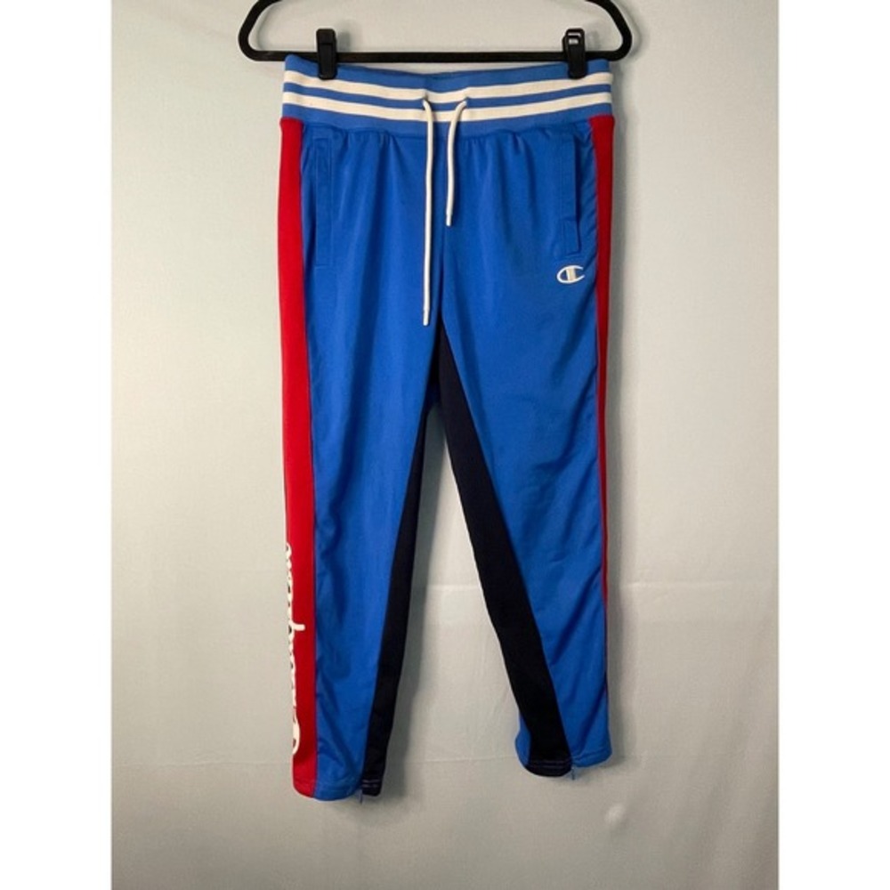 Champion Men's Jogger Track Pants Blue Red Black Colorblock Joggers Size‎ Small